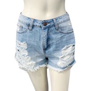 Nature Denim Distressed Cutoff Shorts Size M Light Wash Frayed Hem